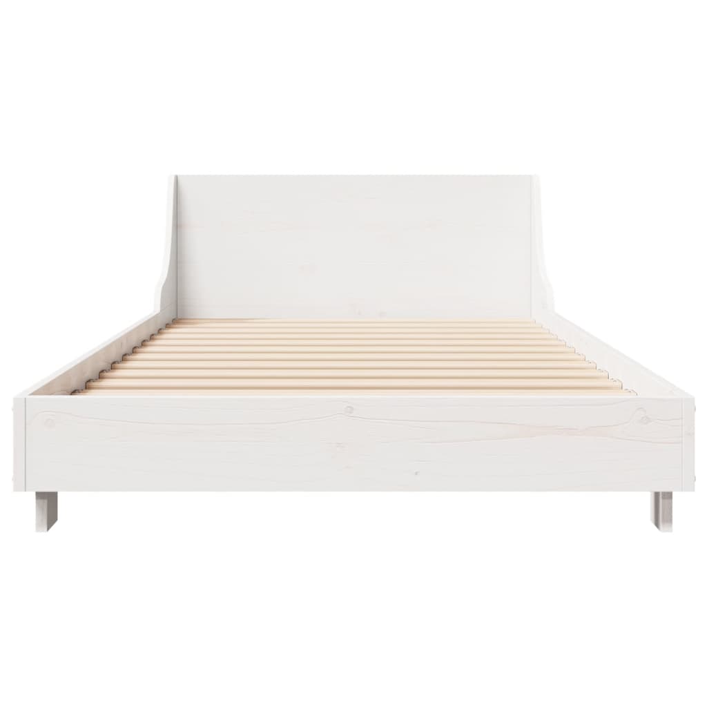Cadre de lit sans matelas blanc 90x190 cm bois de pin massif - XIOS