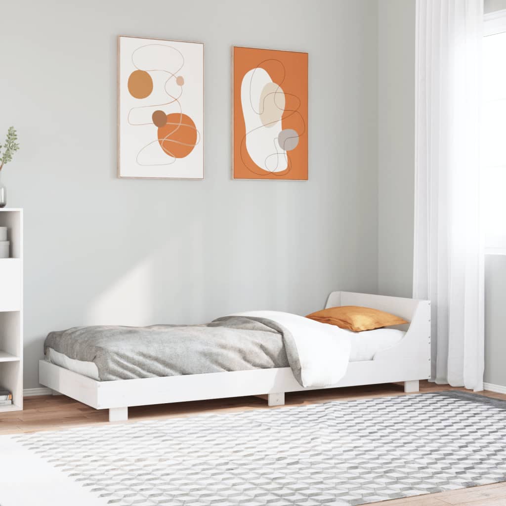 Cadre de lit sans matelas blanc 90x190 cm bois de pin massif - XIOS