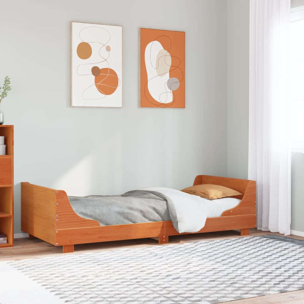 Cadre de lit sans matelas cire marron 90x200 cm bois pin massif - XIOS
