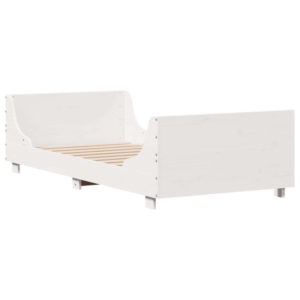 Cadre de lit sans matelas blanc 75x190 cm bois de pin massif - XIOS