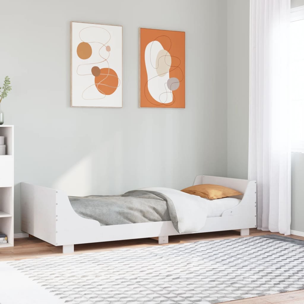 Cadre de lit sans matelas blanc 75x190 cm bois de pin massif - XIOS