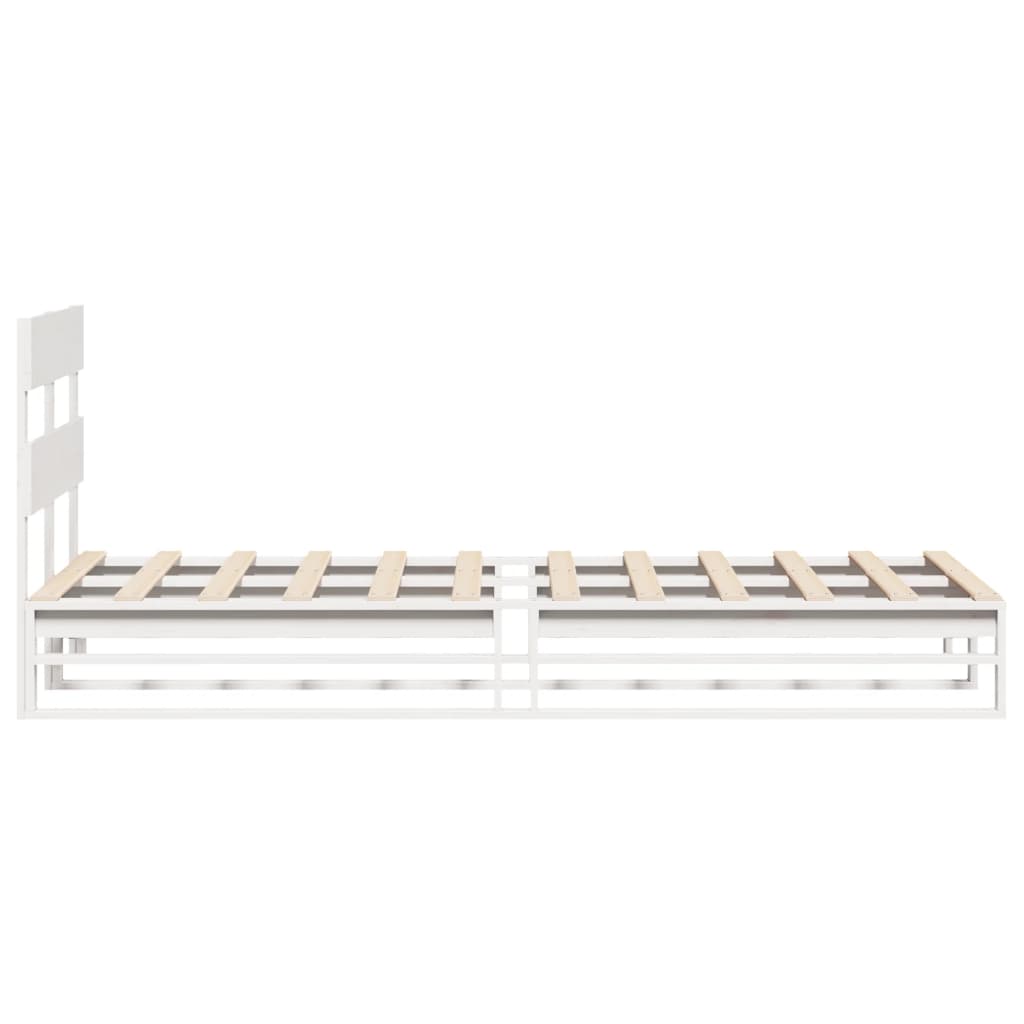 Cadre de lit sans matelas blanc 90x200 cm bois de pin massif - XIOS