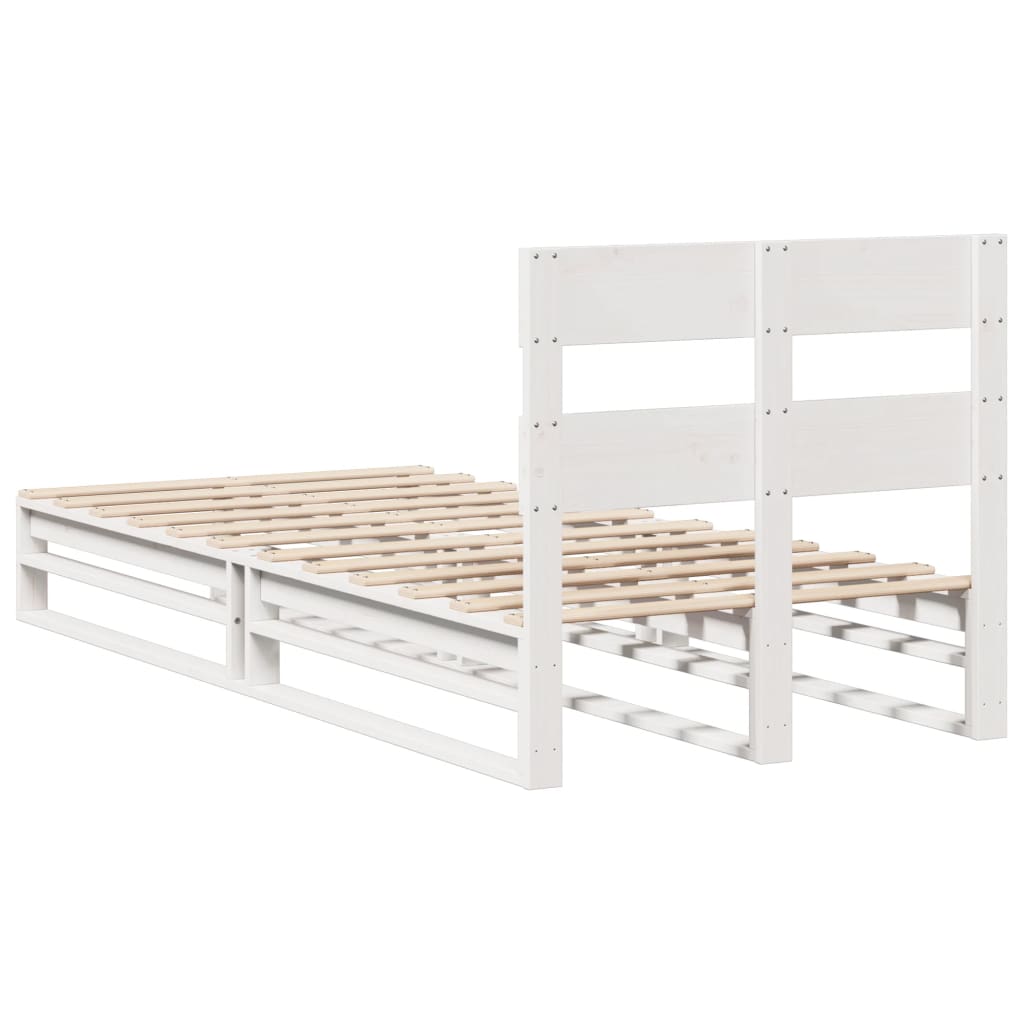 Cadre de lit sans matelas blanc 90x200 cm bois de pin massif - XIOS