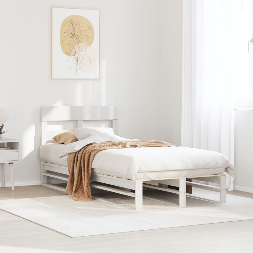 Cadre de lit sans matelas blanc 90x200 cm bois de pin massif - XIOS