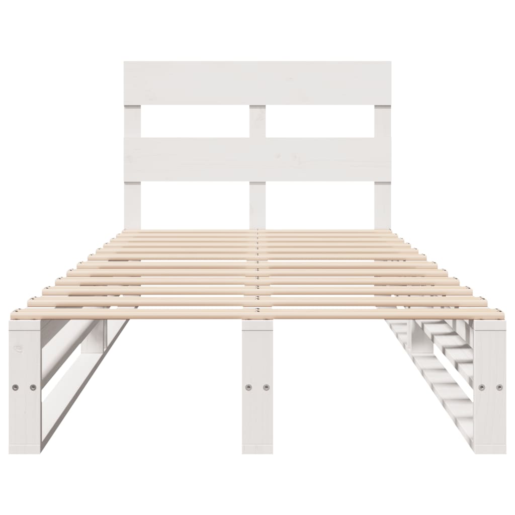 Cadre de lit sans matelas blanc 75x190 cm bois de pin massif - XIOS