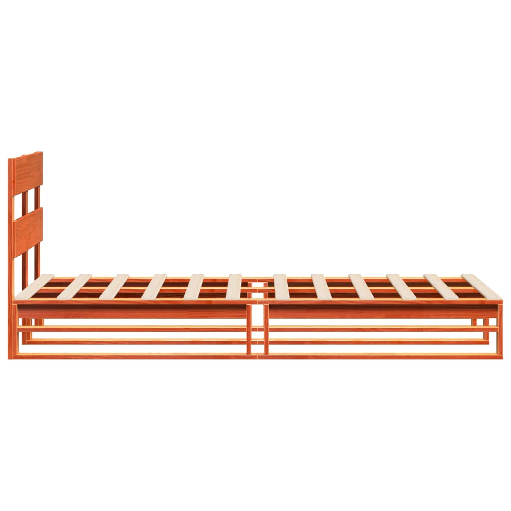 Cadre de lit sans matelas cire marron 75x190 cm bois pin massif - XIOS