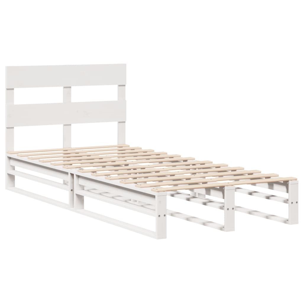 Cadre de lit sans matelas blanc 90x190 cm bois de pin massif - XIOS