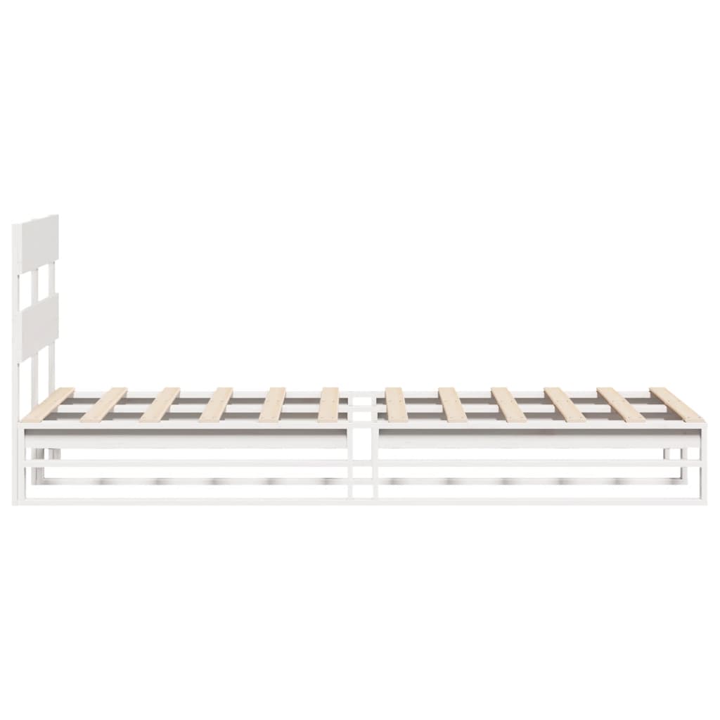 Cadre de lit sans matelas blanc 90x190 cm bois de pin massif - XIOS