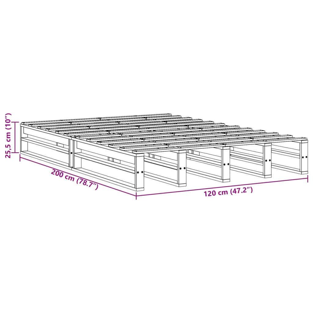 Cadre de lit sans matelas 120x200 cm bois de pin massif - XIOS