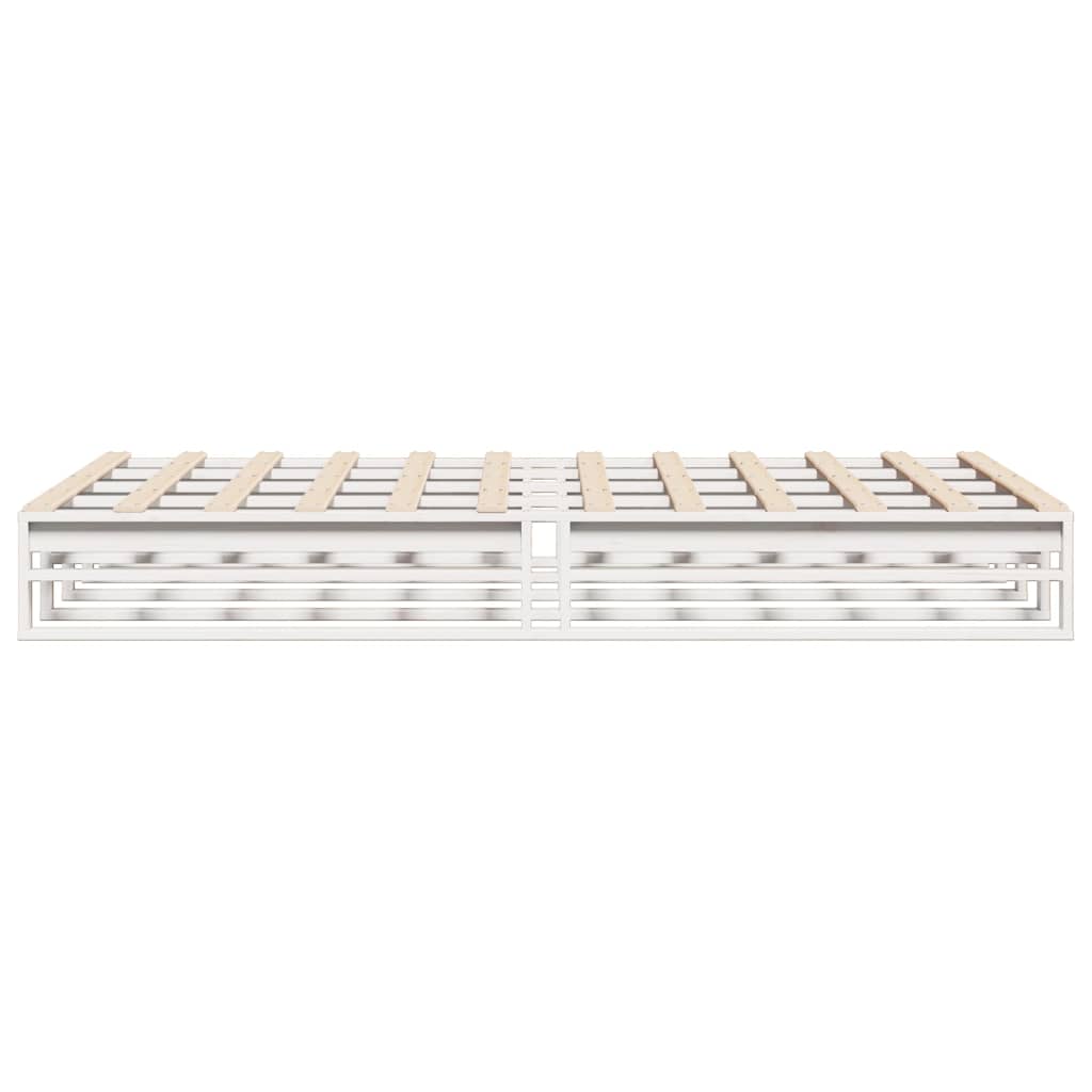 Cadre de lit sans matelas blanc 150x200 cm bois de pin massif - XIOS