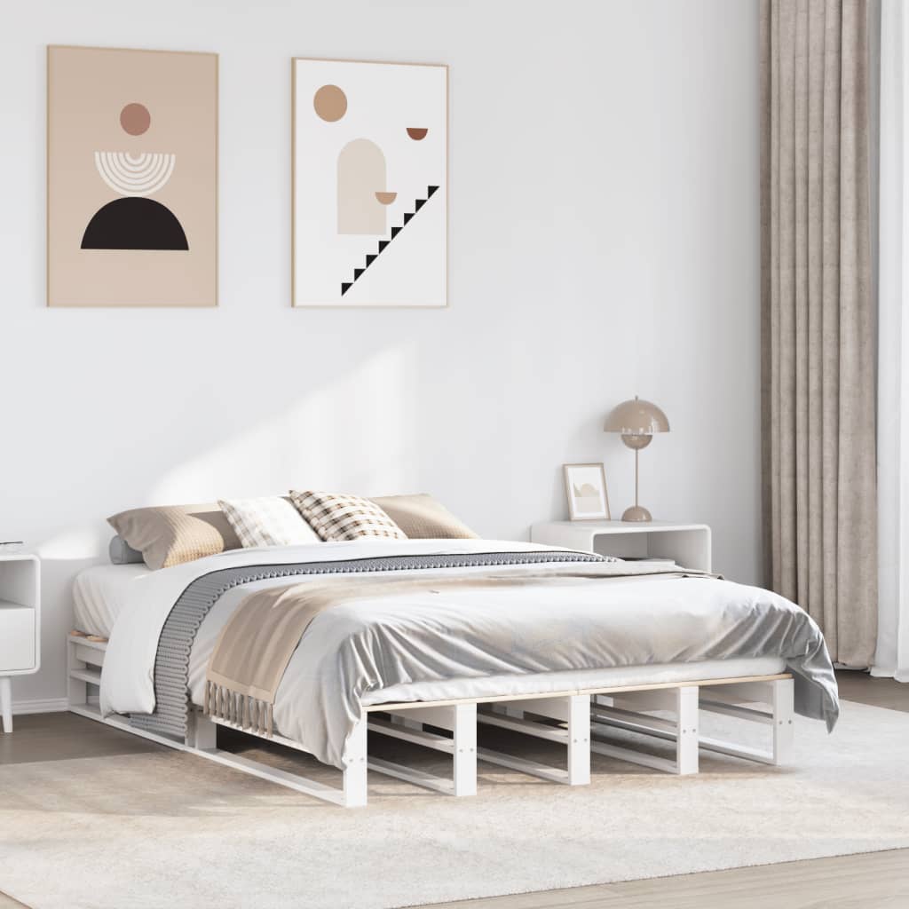 Cadre de lit sans matelas blanc 150x200 cm bois de pin massif - XIOS