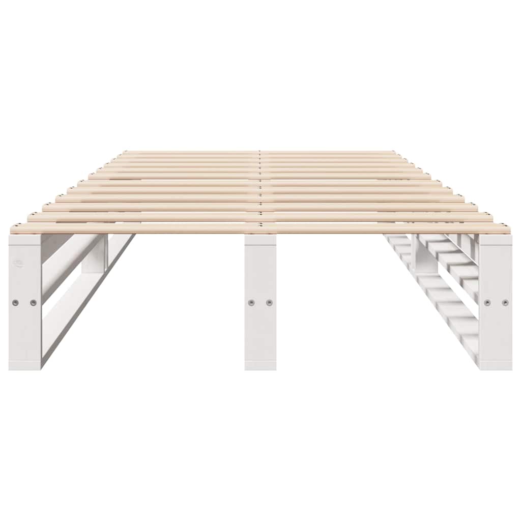 Cadre de lit sans matelas blanc 75x190 cm bois de pin massif - XIOS