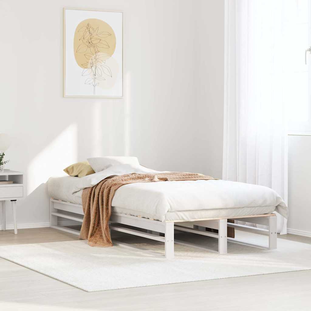 Cadre de lit sans matelas blanc 75x190 cm bois de pin massif - XIOS