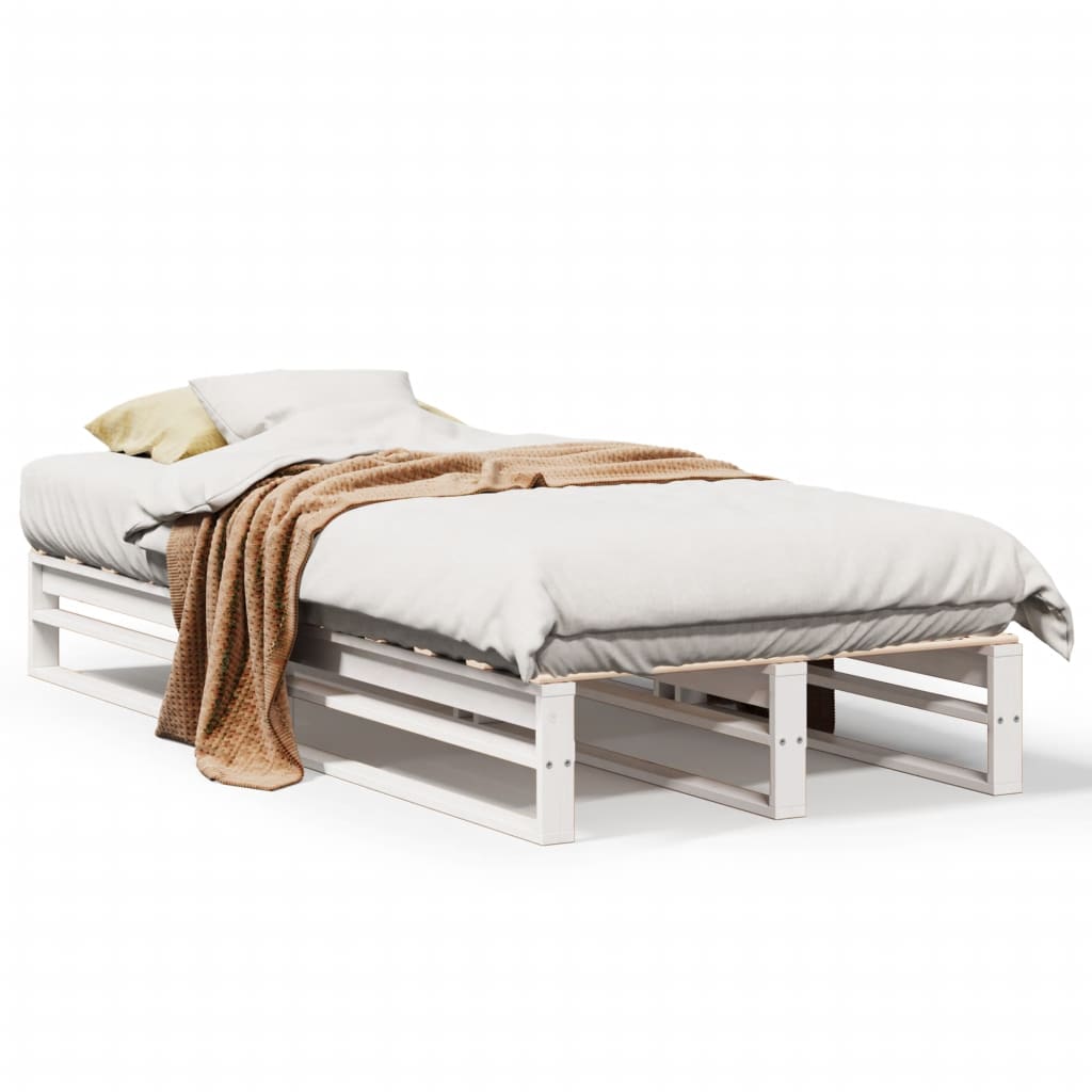 Cadre de lit sans matelas blanc 90x190 cm bois de pin massif - XIOS