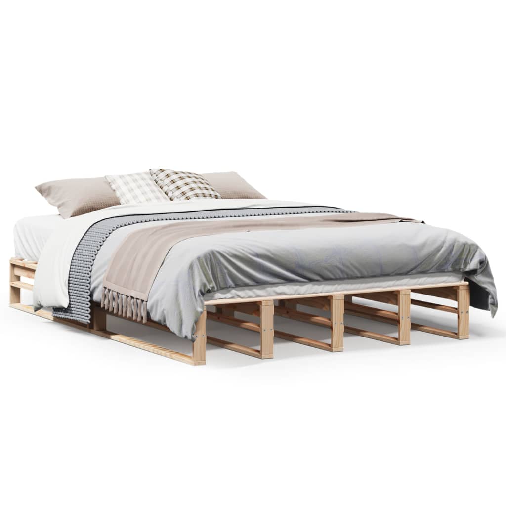 Cadre de lit sans matelas 135x190 cm bois de pin massif - XIOS