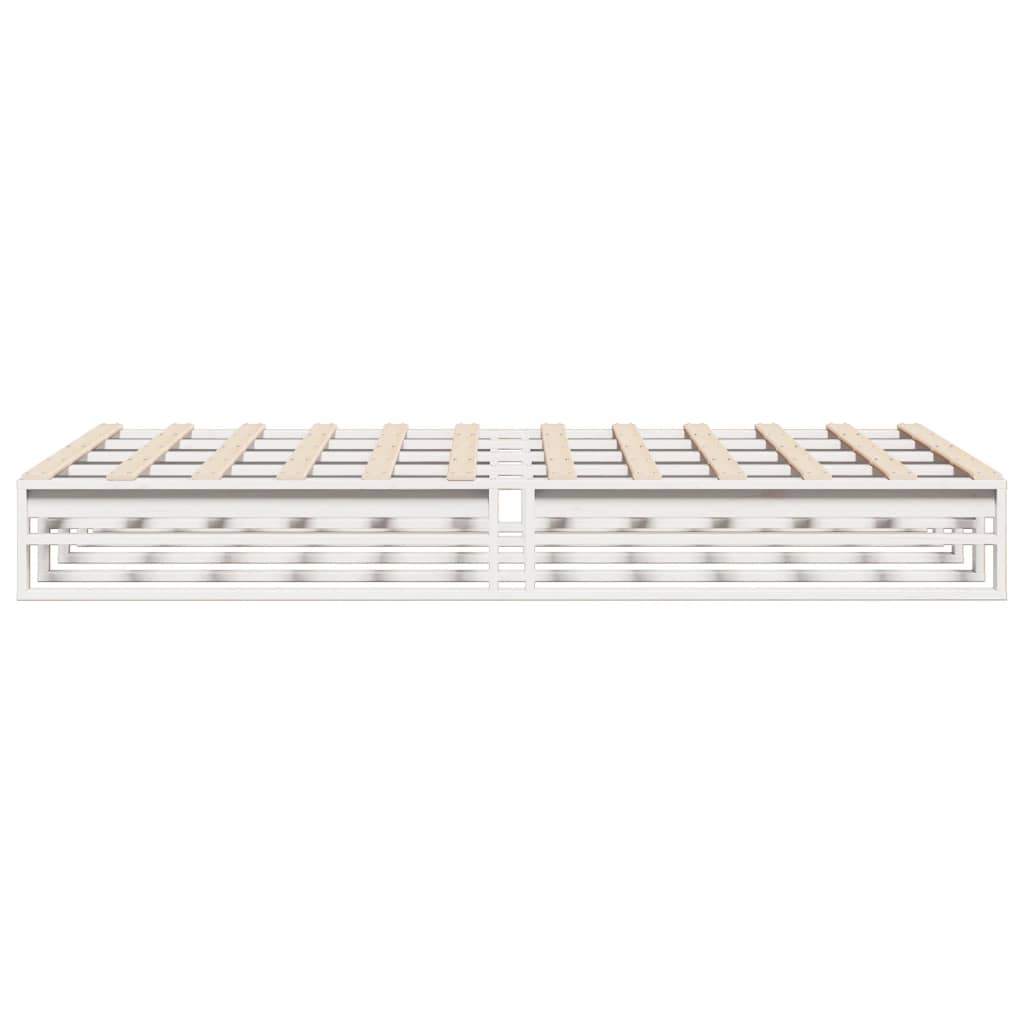 Cadre de lit sans matelas blanc 140x190 cm bois de pin massif - XIOS