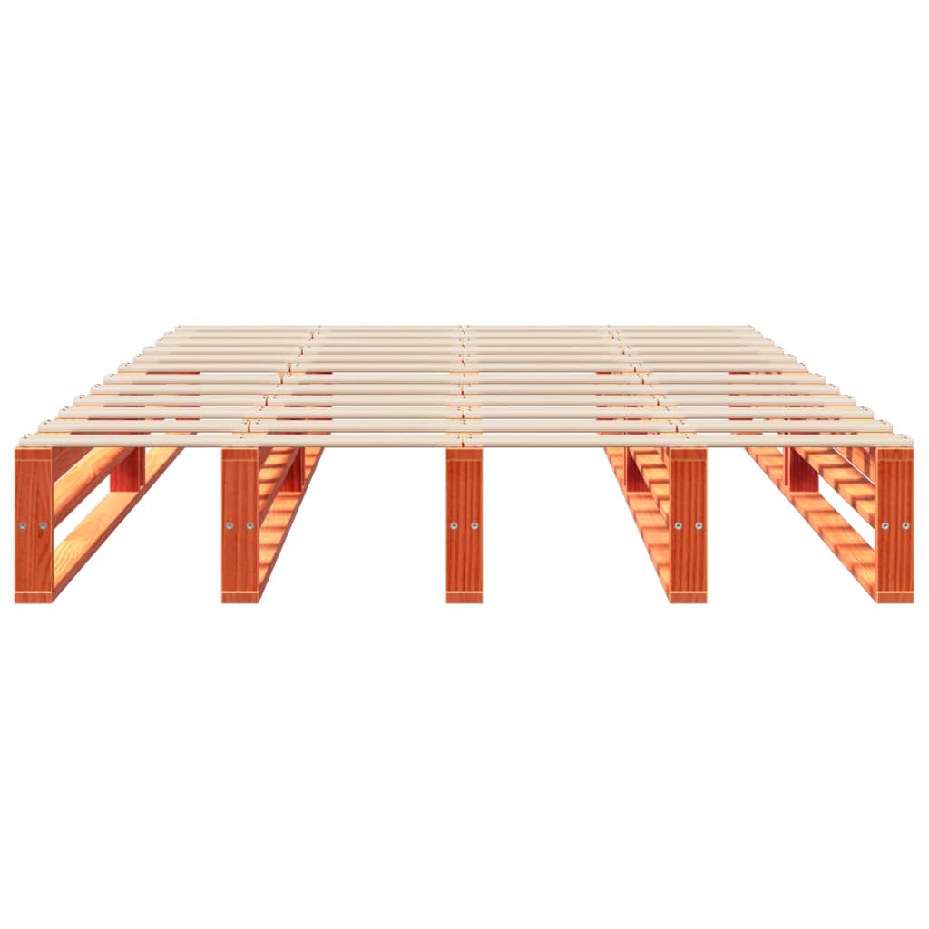 Cadre de lit sans matelas cire marron 140x190cm bois pin massif - XIOS