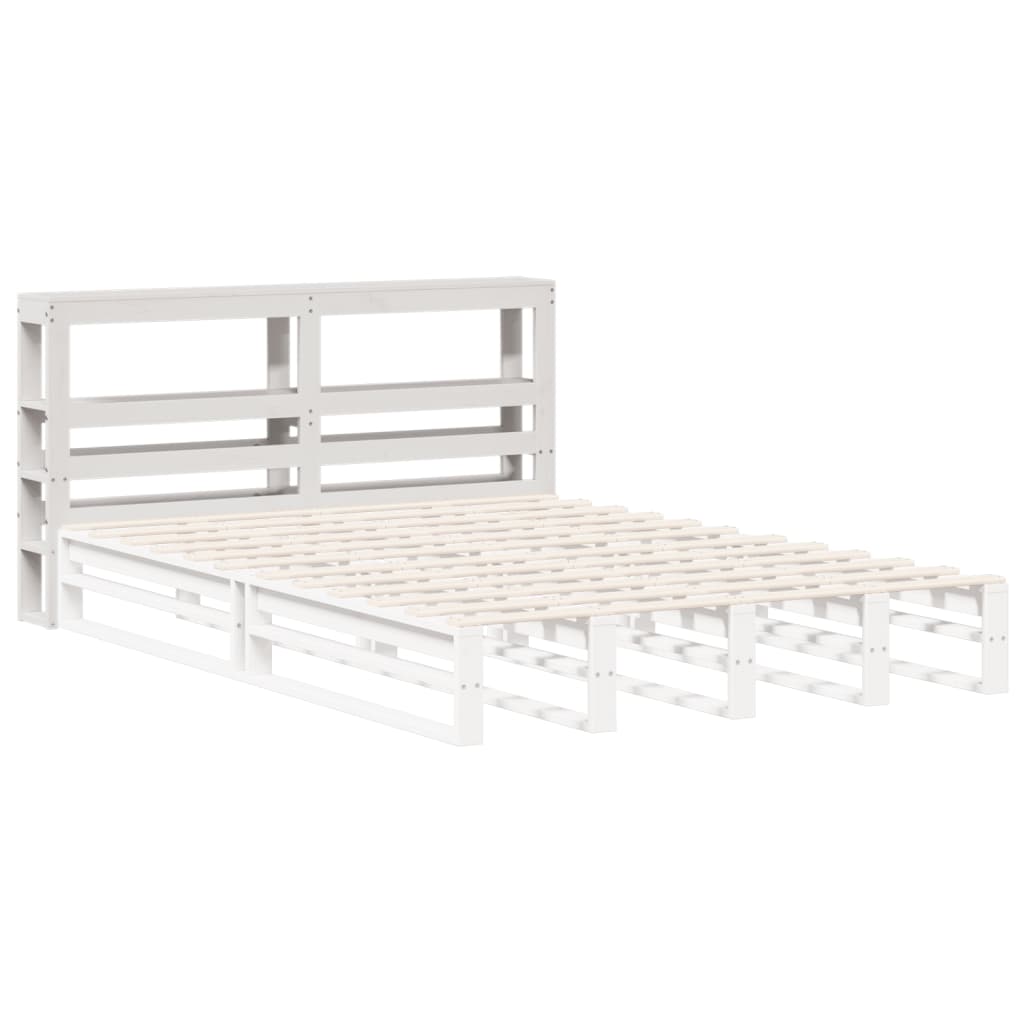 Tête de lit avec étagères blanc 140 cm bois massif de pin