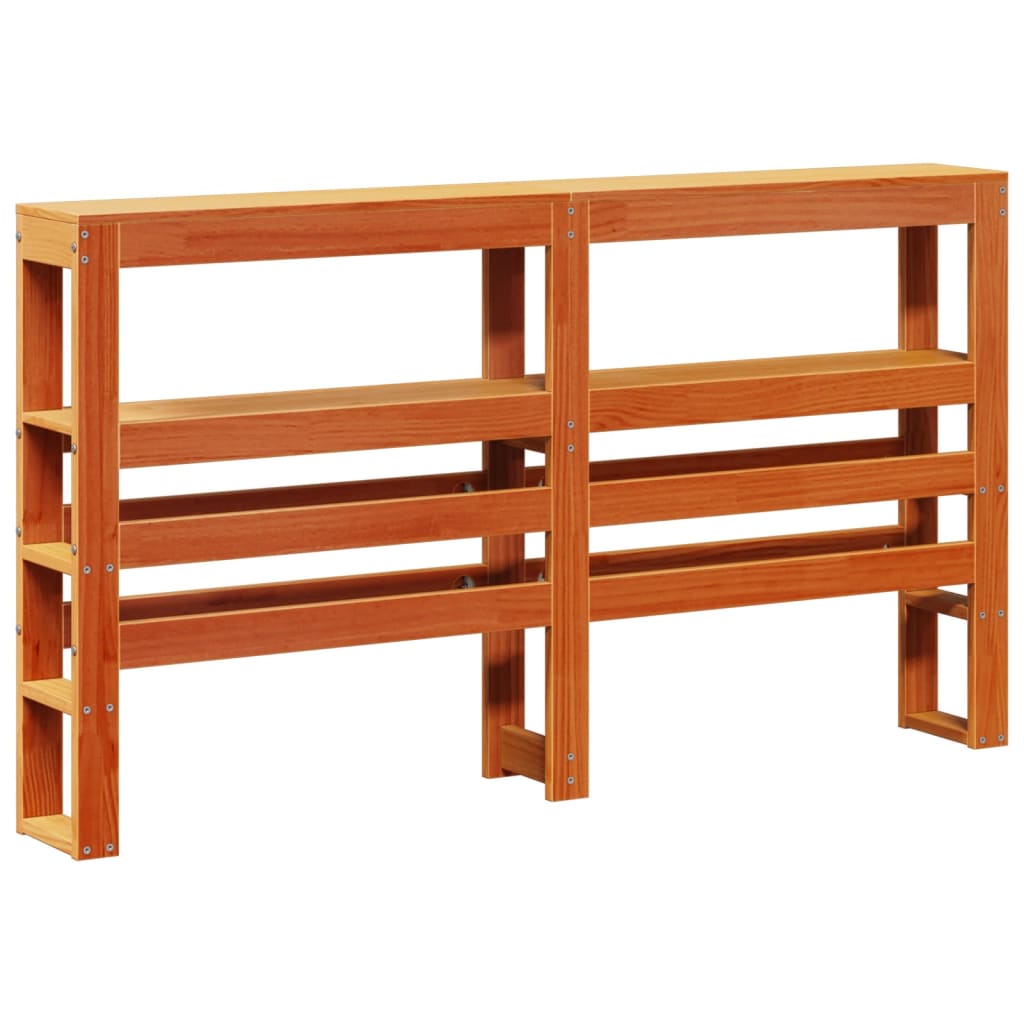 Tête de lit avec étagères marron cire 140 cm bois massif de pin - XIOS