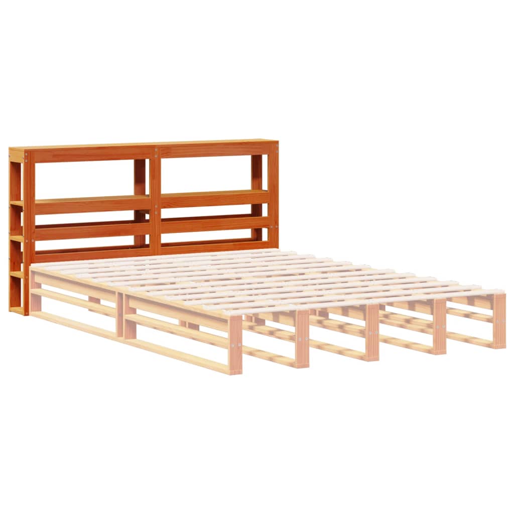 Tête de lit avec étagères marron cire 135 cm bois massif de pin - XIOS