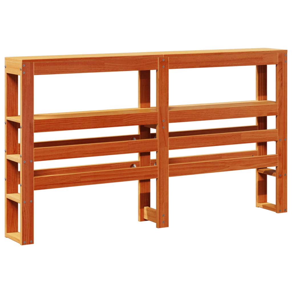 Tête de lit avec étagères marron cire 135 cm bois massif de pin - XIOS
