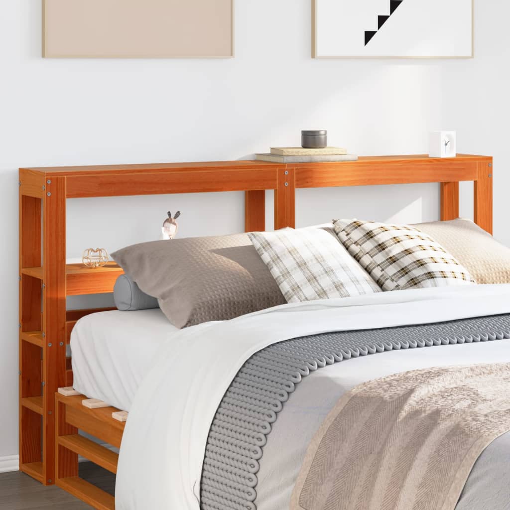 Tête de lit avec étagères marron cire 135 cm bois massif de pin - XIOS