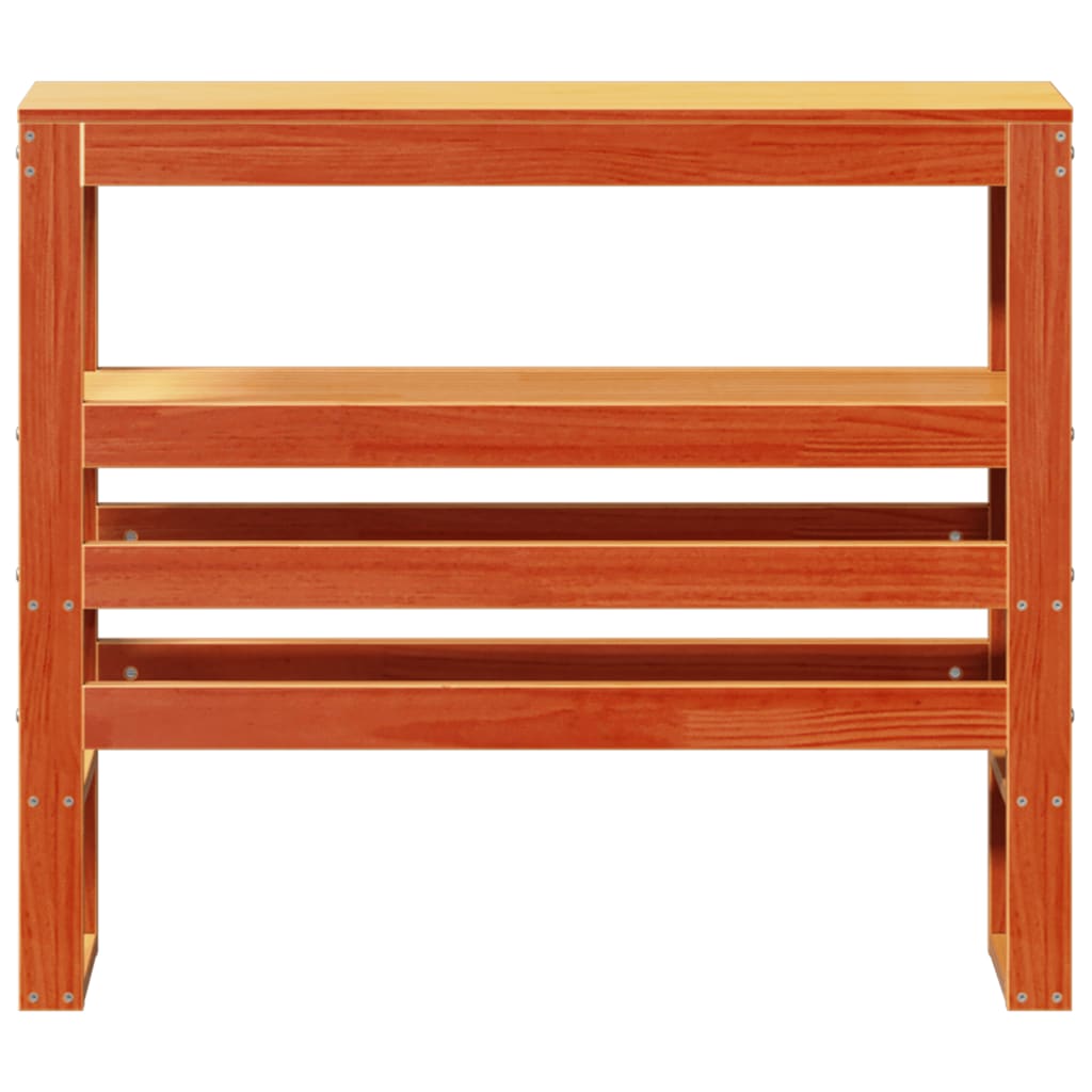 Tête de lit avec étagères marron cire 100 cm bois massif de pin - XIOS