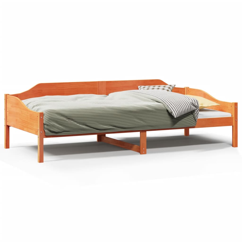 Cadre de lit sans matelas cire marron 90x200 cm bois pin massif - XIOS