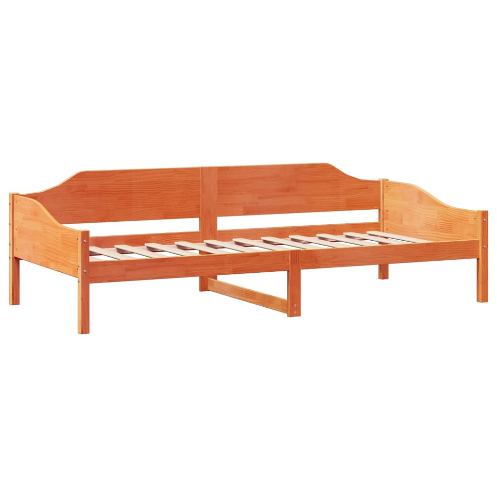 Cadre de lit sans matelas cire marron 90x200 cm bois pin massif - XIOS
