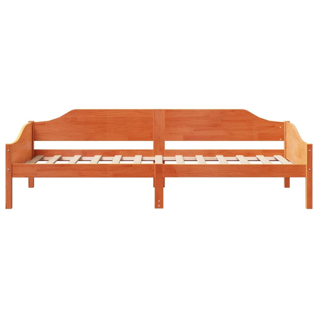 Cadre de lit sans matelas cire marron 90x190 cm bois pin massif - XIOS