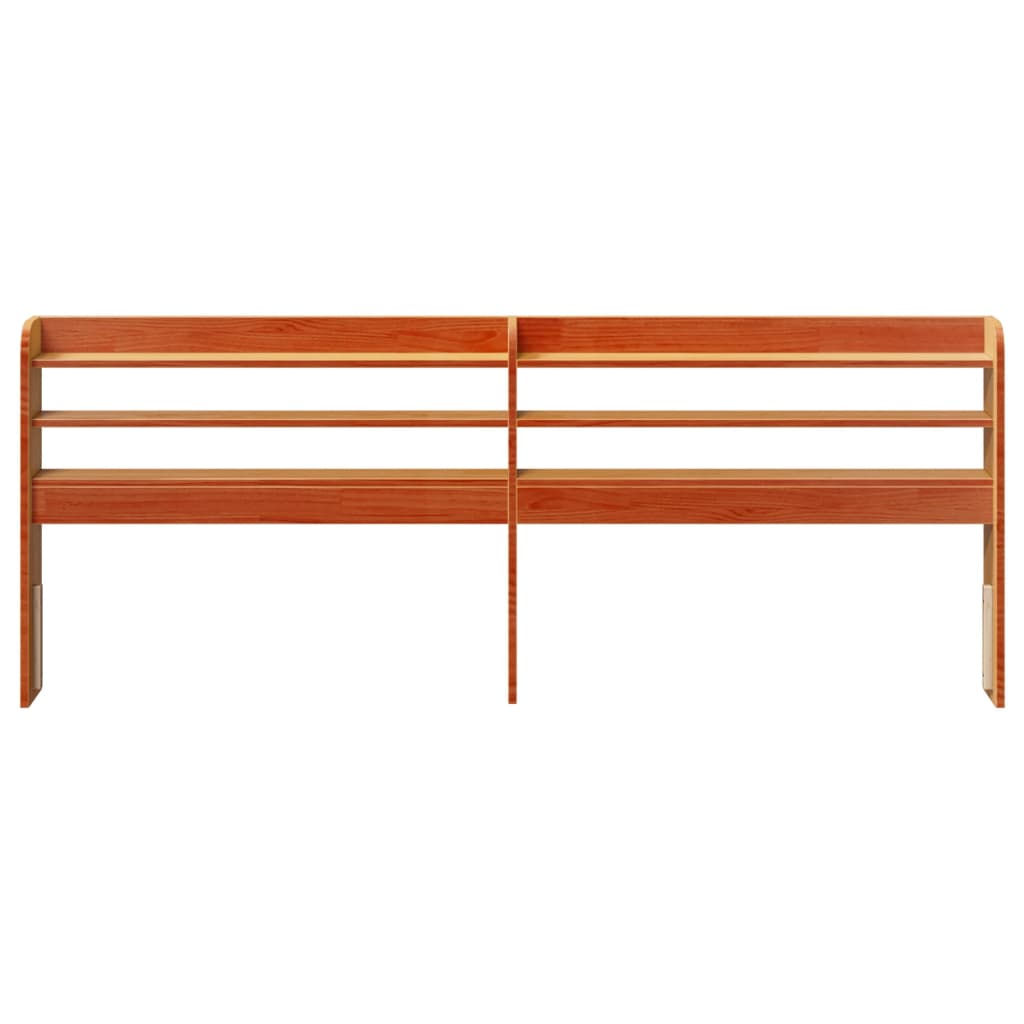Tête de lit avec étagères marron cire 180 cm bois massif de pin - XIOS