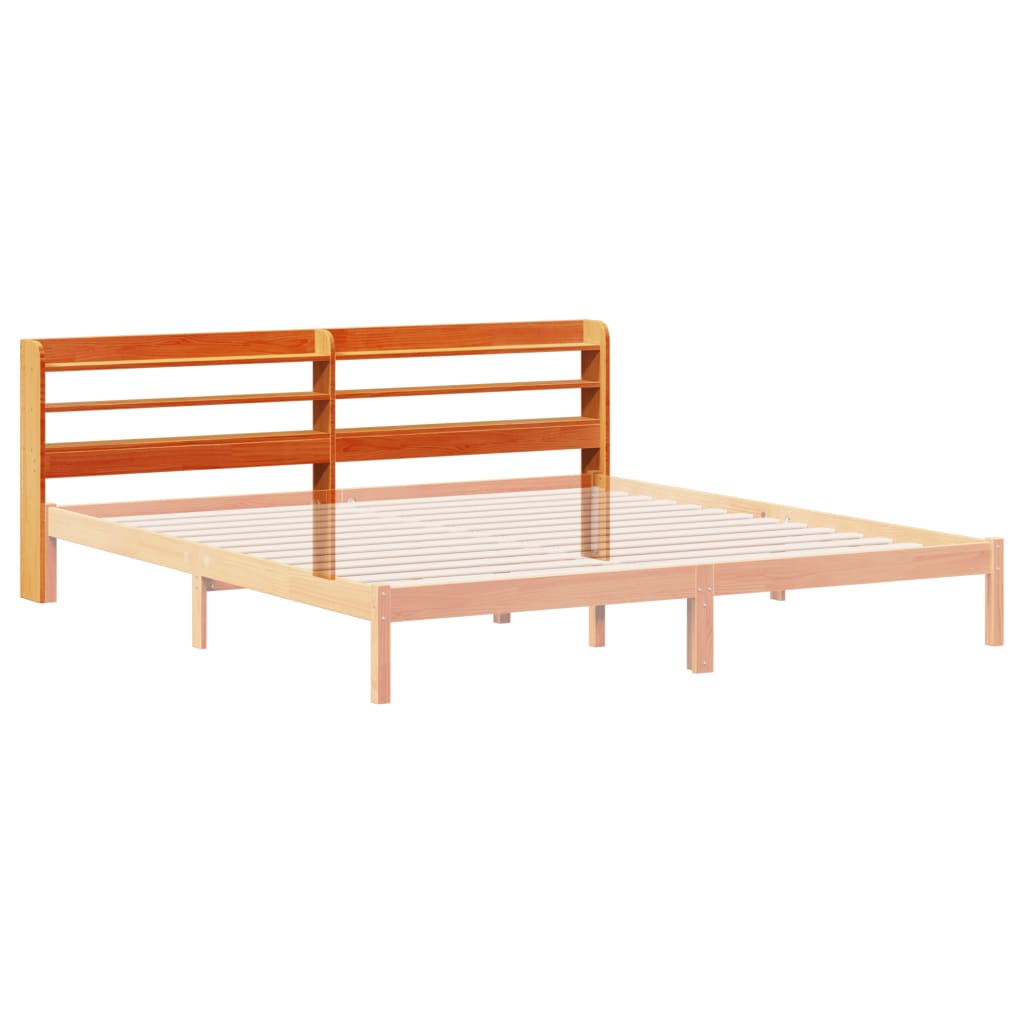 Tête de lit avec étagères marron cire 180 cm bois massif de pin - XIOS