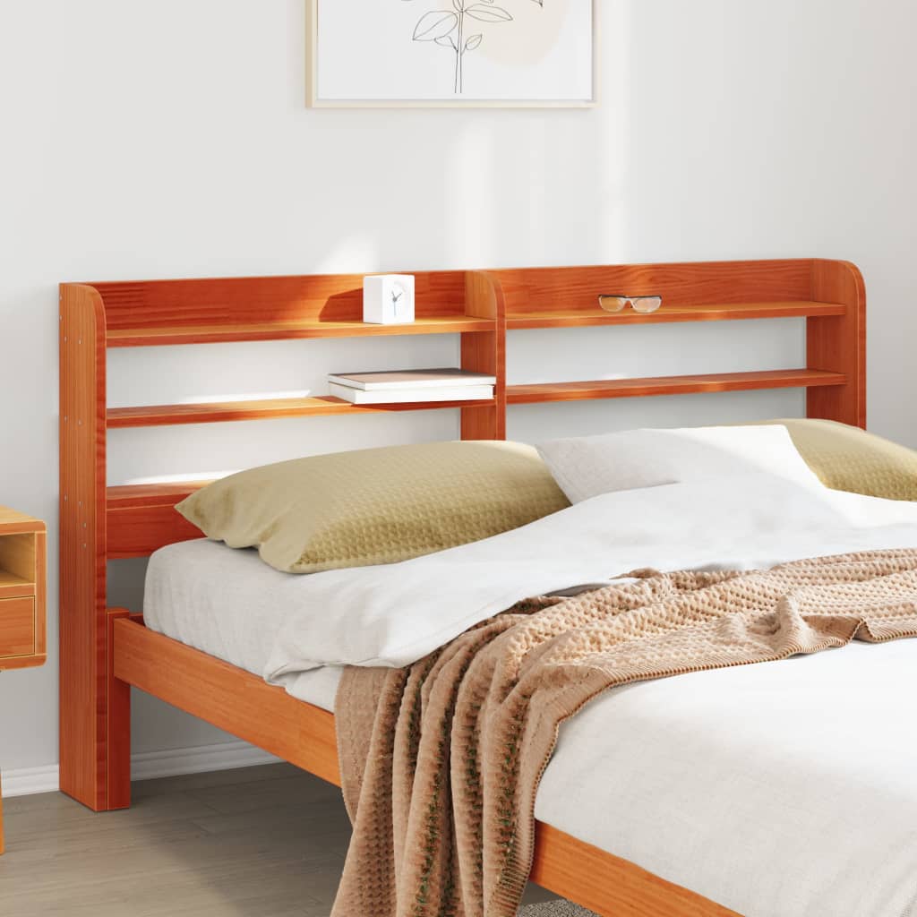 Tête de lit avec étagères marron cire 160 cm bois massif de pin - XIOS