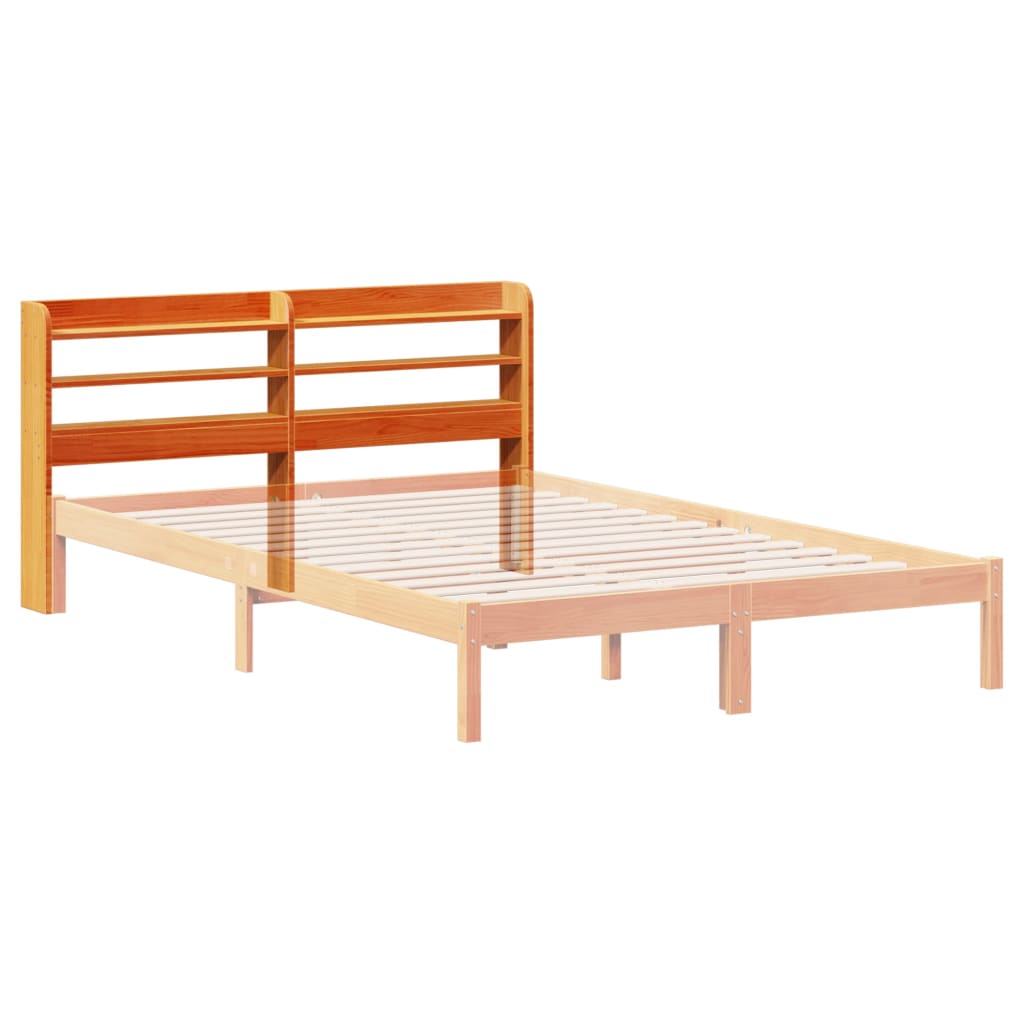 Tête de lit avec étagères marron cire 140 cm bois massif de pin - XIOS
