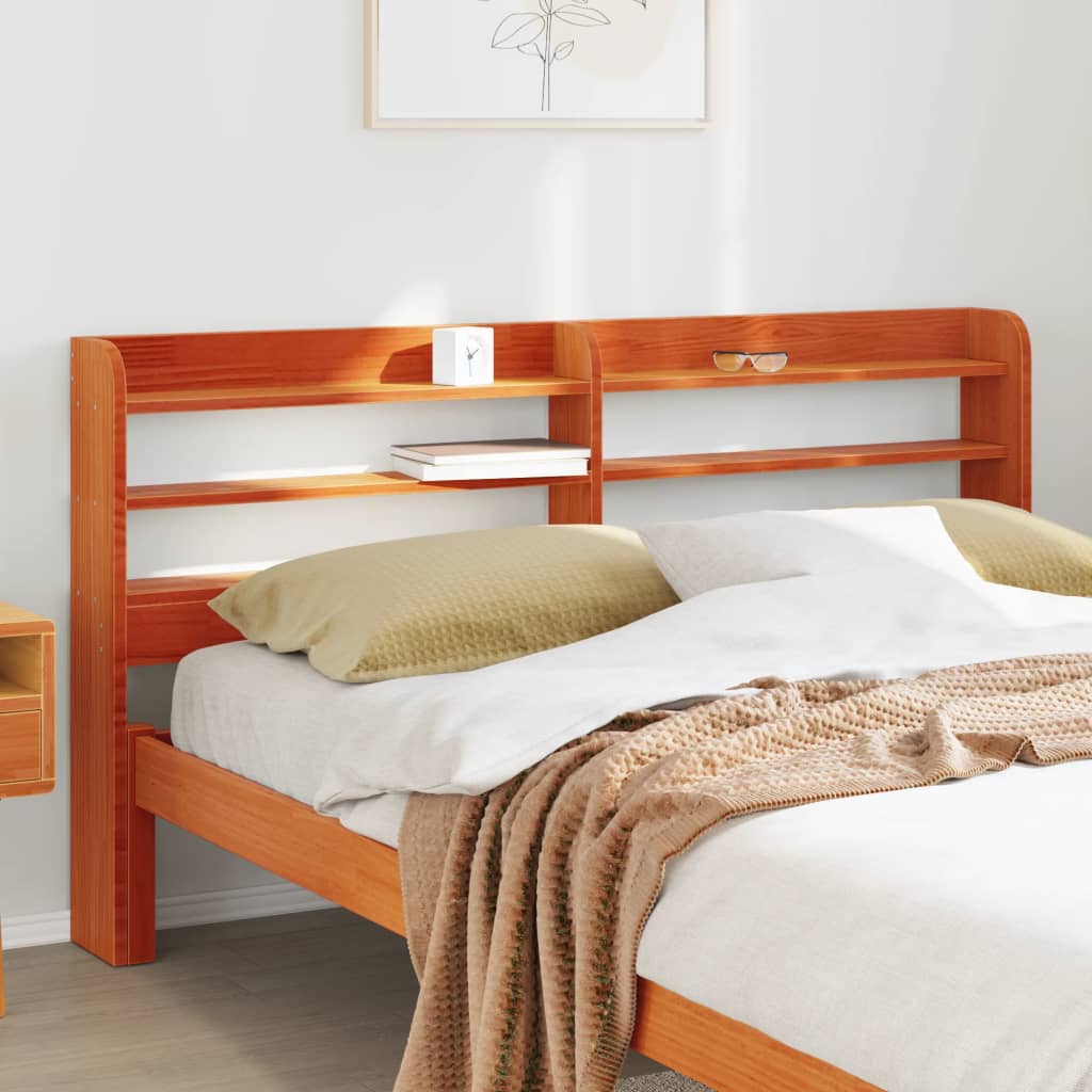 Tête de lit avec étagères marron cire 140 cm bois massif de pin - XIOS