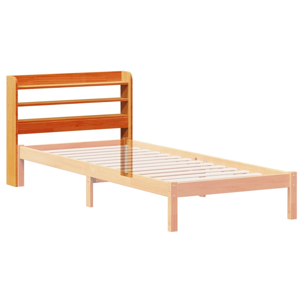 Tête de lit avec étagères marron cire 100 cm bois massif de pin - XIOS