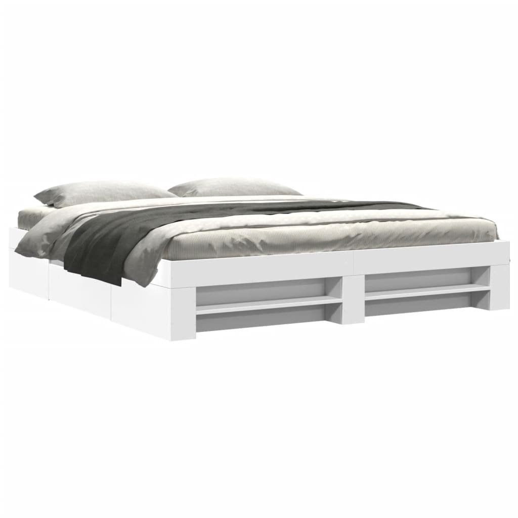 Cadre de lit sans matelas blanc 200x200 cm bois d'ingénierie - XIOS