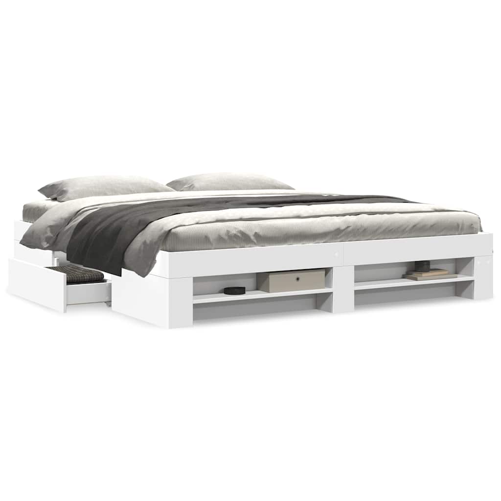 Cadre de lit sans matelas blanc 200x200 cm bois d'ingénierie - XIOS