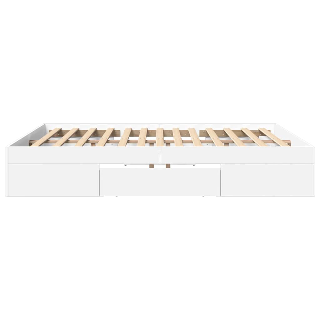Cadre de lit sans matelas blanc 200x200 cm bois d'ingénierie - XIOS