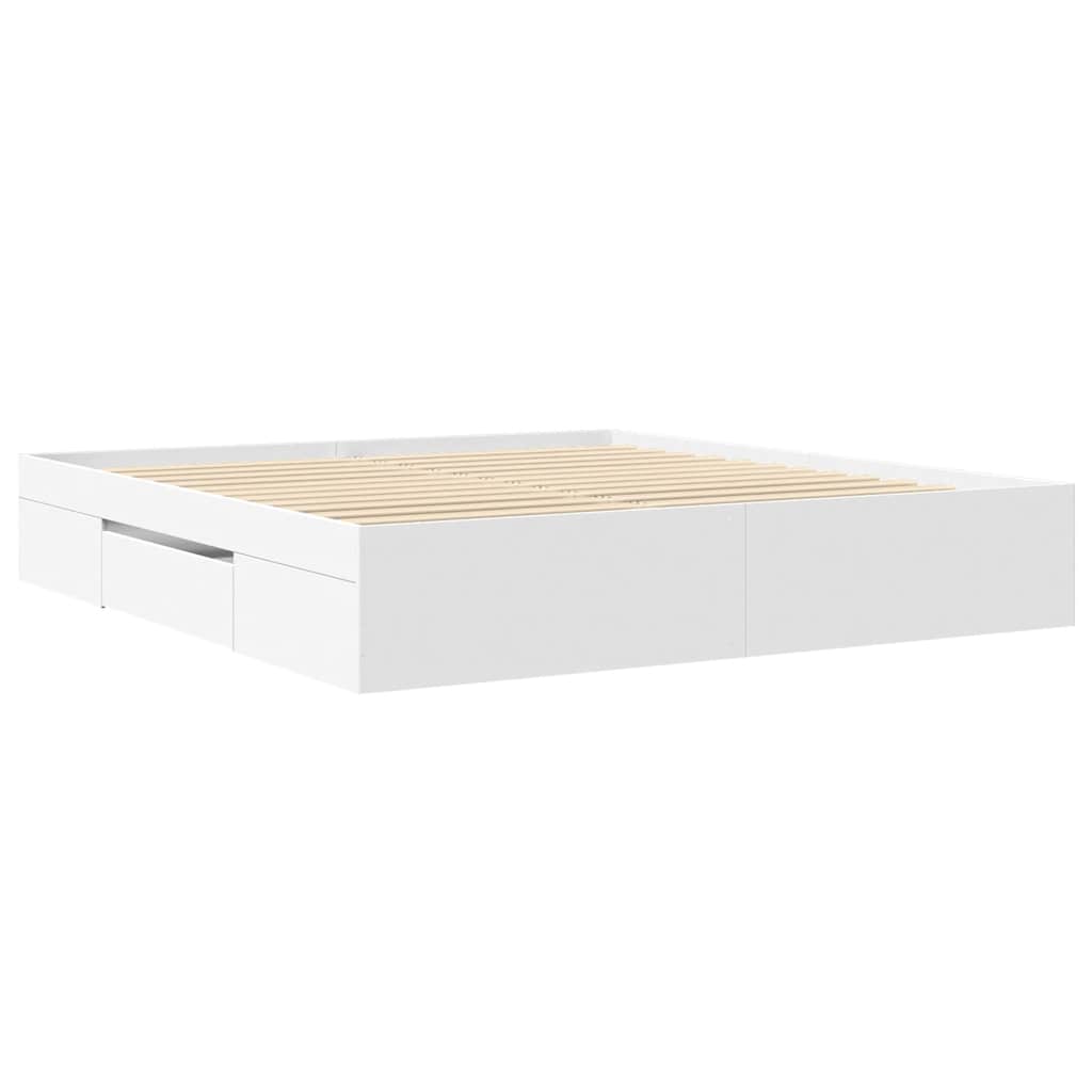 Cadre de lit sans matelas blanc 200x200 cm bois d'ingénierie - XIOS