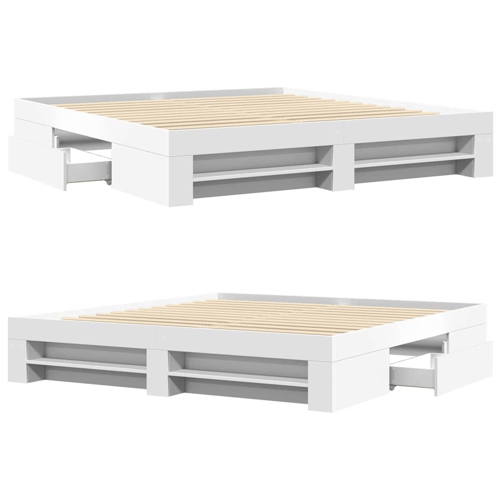 Cadre de lit sans matelas blanc 200x200 cm bois d'ingénierie - XIOS