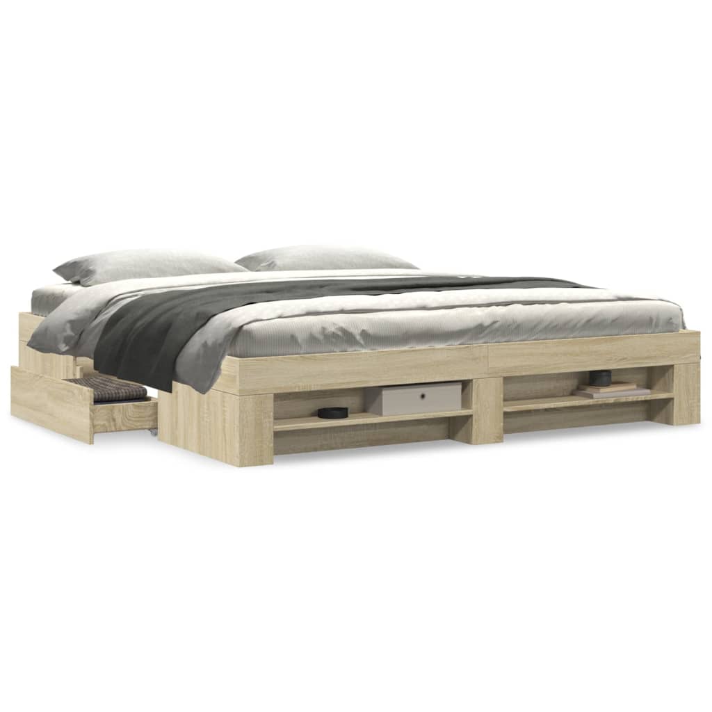Cadre de lit sans matelas chêne sonoma 200x200 cm - XIOS