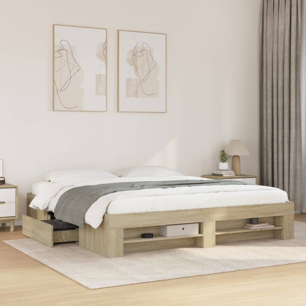 Cadre de lit sans matelas chêne sonoma 200x200 cm - XIOS