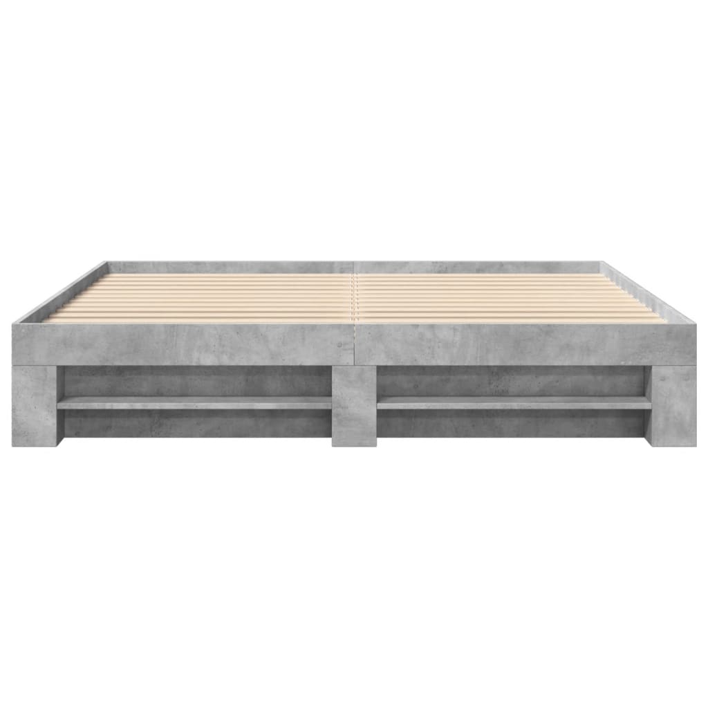 Cadre de lit sans matelas gris béton 200x200 cm bois ingénierie - XIOS