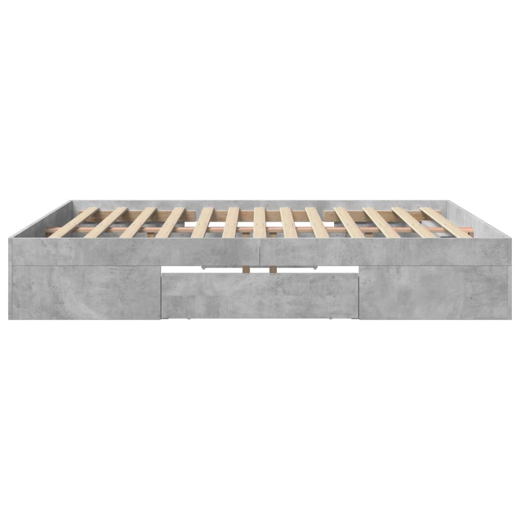 Cadre de lit sans matelas gris béton 200x200 cm bois ingénierie - XIOS