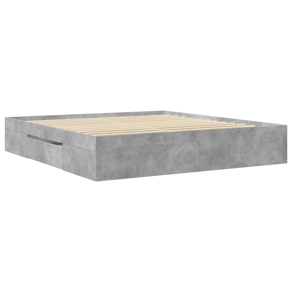 Cadre de lit sans matelas gris béton 200x200 cm bois ingénierie - XIOS