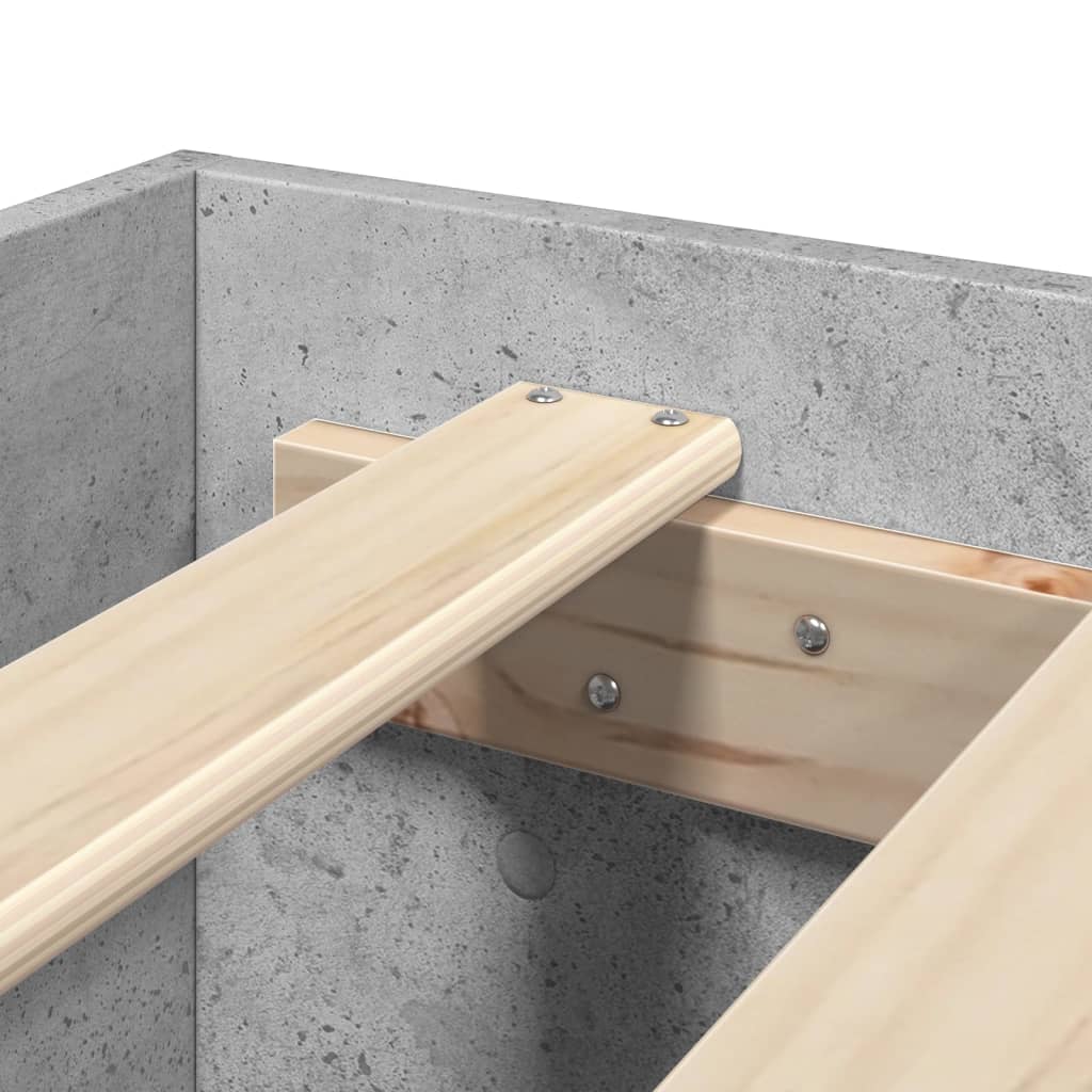 Cadre de lit sans matelas gris béton 200x200 cm bois ingénierie - XIOS