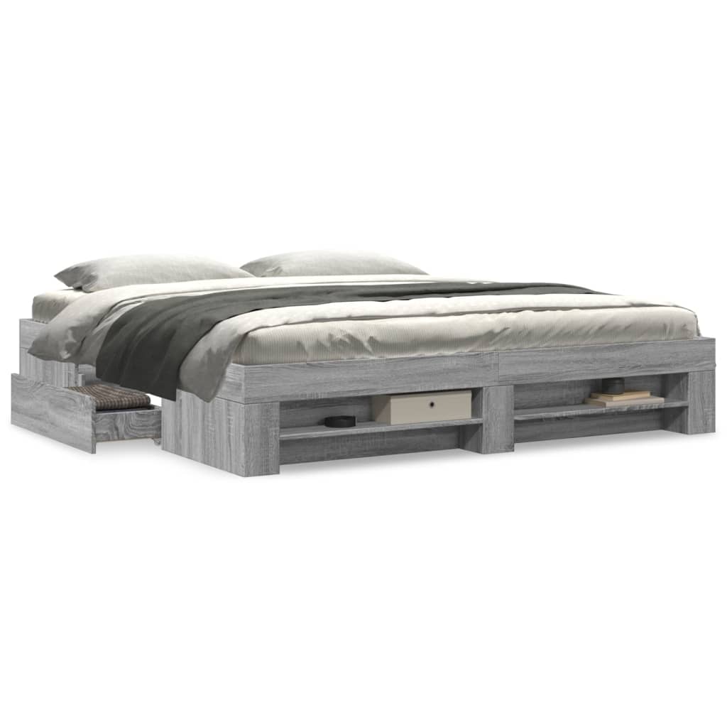 Cadre de lit sans matelas sonoma gris 180x200 cm - XIOS