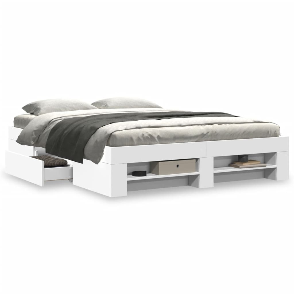 Cadre de lit sans matelas blanc 160x200 cm bois d'ingénierie - XIOS