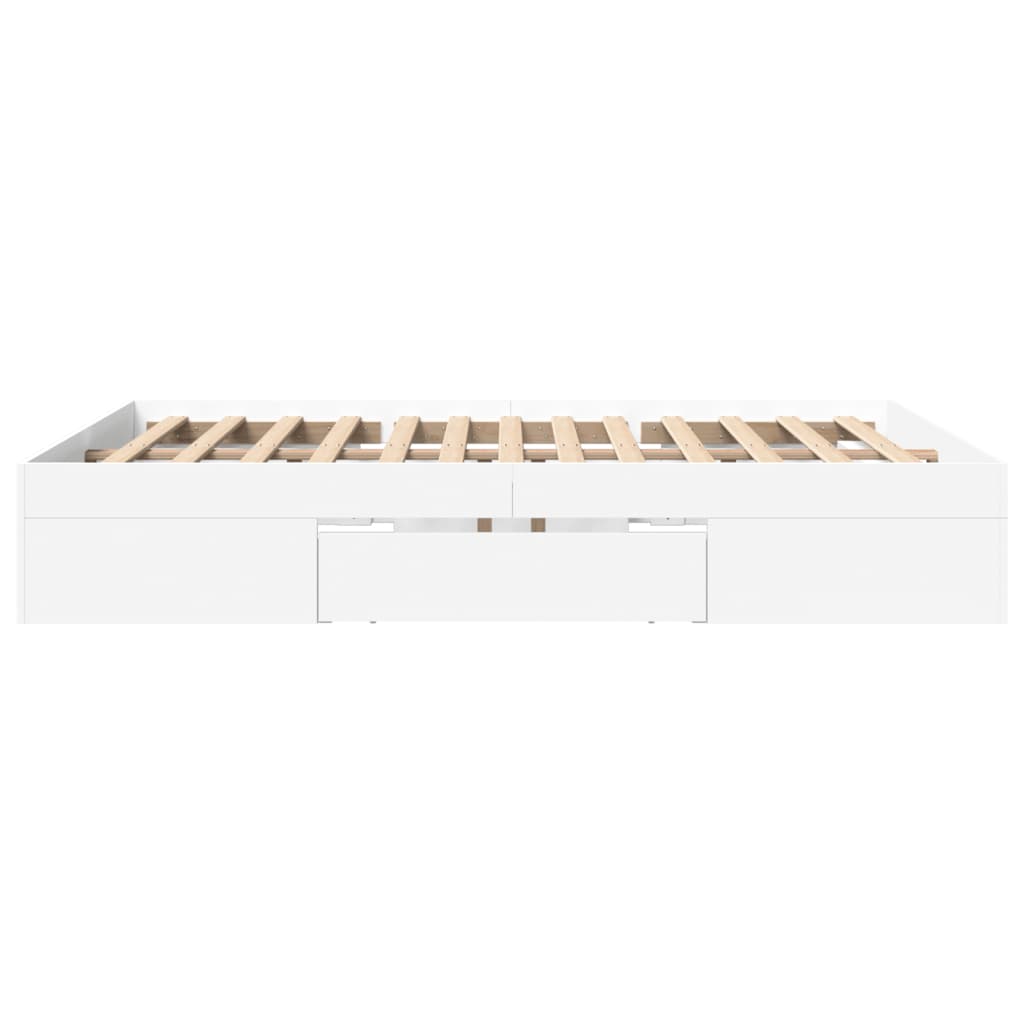 Cadre de lit sans matelas blanc 160x200 cm bois d'ingénierie - XIOS